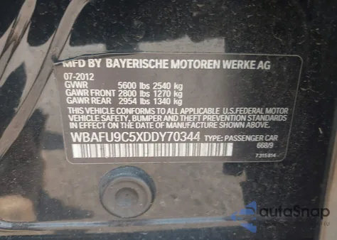 2013 BMW 550I xDrive from USA, damaged, VIN WBAFU9C5XDDY70344
